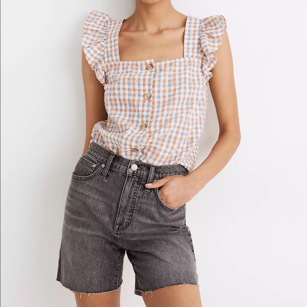 Madewell High-Rise Mid-Length Denim Shorts in Brayton Wash - Picture 1 of 4